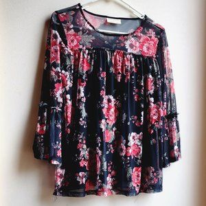 Bobbie Brooks Floral Baby Doll Style Blouse Size Small